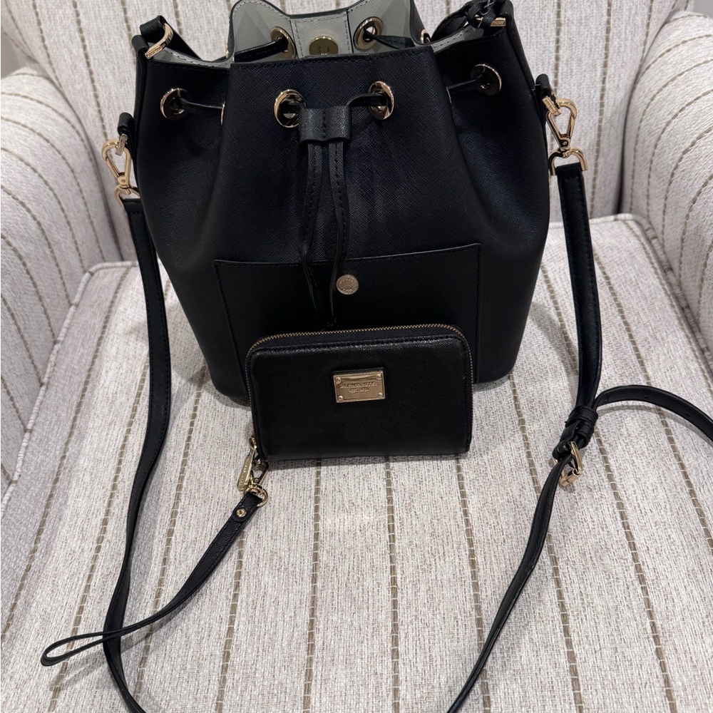 Michael Kors Black Bucket Bag with Wallet